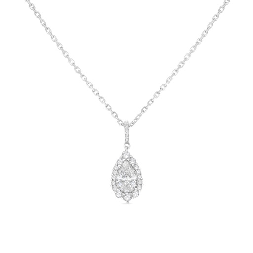 [NCL01WCZ00000B580] Sterling Silver 925 Necklace Rhodium Plated Embedded With White Zircon