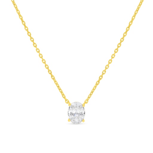 [NCL02WCZ00000B582] Sterling Silver 925 Necklace Golden Plated Embedded With White Zircon