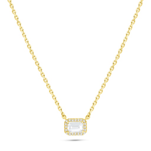 [NCL02WCZ00000B583] Sterling Silver 925 Necklace Golden Plated Embedded With White Zircon