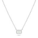 Sterling Silver 925 Necklace Rhodium Plated Embedded With Yellow Diamond And White Zircon