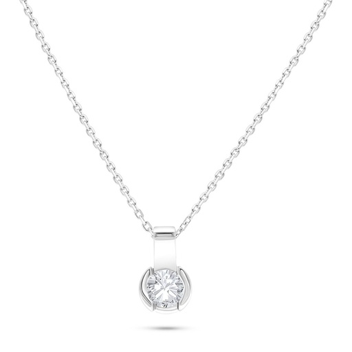 [NCL01WCZ00000B585] Sterling Silver 925 Necklace Rhodium Plated Embedded With White Zircon