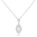 Sterling Silver 925 Necklace Rhodium Plated Embedded With Yellow Diamond And White Zircon