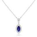 Sterling Silver 925 Necklace Rhodium Plated Embedded With Sapphire Corundum And White Zircon