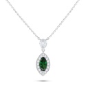 Sterling Silver 925 Necklace Rhodium Plated Embedded With Emerald Zircon And White Zircon