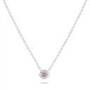 Sterling Silver 925 Necklace Rhodium Plated Embedded With pink Zircon And White Zircon