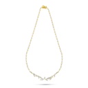 Sterling Silver 925 Necklace Golden Plated Embedded With White Zircon