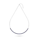 Sterling Silver 925 Necklace Rhodium Plated Embedded With Sapphire Corundum And White Zircon