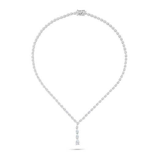 [NCL01WCZ00000B592] Sterling Silver 925 Necklace Rhodium Plated Embedded With White Zircon