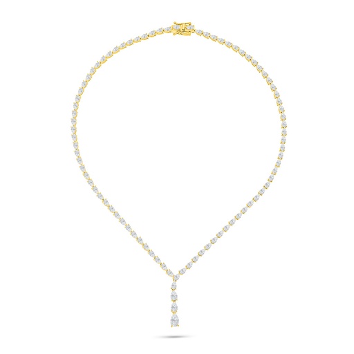 [NCL02WCZ00000B592] Sterling Silver 925 Necklace Golden Plated Embedded With White Zircon