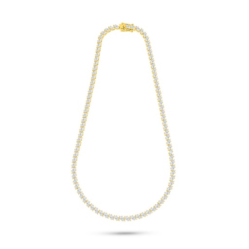 [NCL02WCZ00000B595] Sterling Silver 925 Necklace Golden Plated Embedded With White Zircon