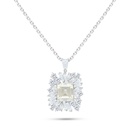 Sterling Silver 925 Necklace Rhodium Plated Embedded With Yellow Diamond And White Zircon