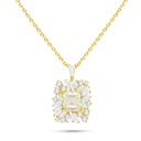 Sterling Silver 925 Necklace Golden Plated Embedded With Yellow Diamond And White Zircon