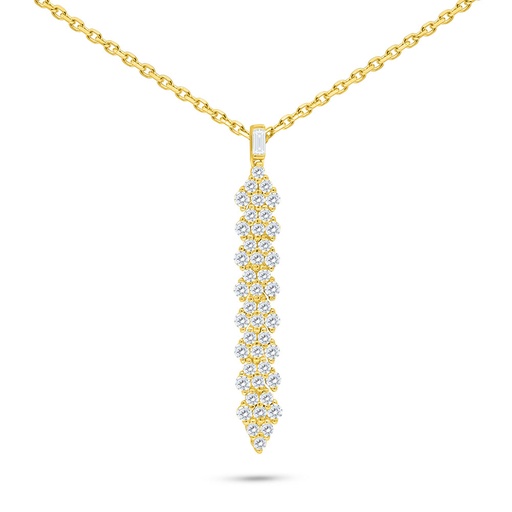 [NCL02WCZ00000B600] Sterling Silver 925 Necklace Golden Plated Embedded With White Zircon