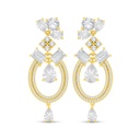 Sterling Silver 925 Earring Golden Plated Embedded With White Zircon