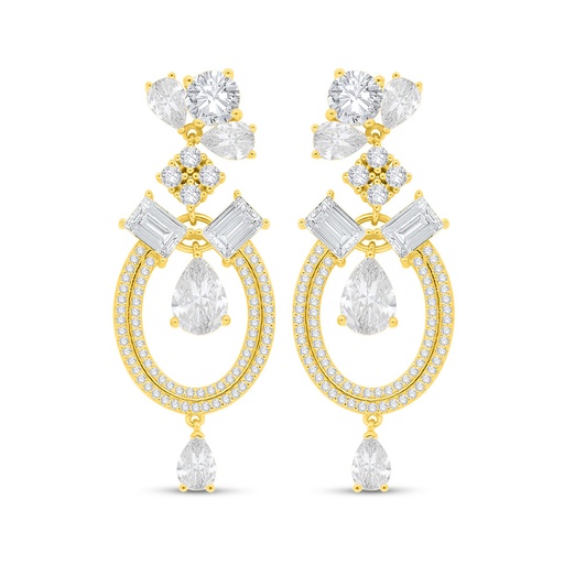 [EAR02WCZ00000C476] Sterling Silver 925 Earring Golden Plated Embedded With White Zircon