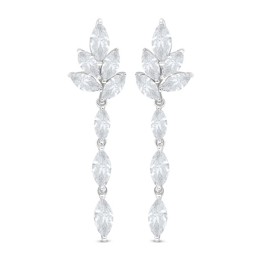 [EAR01WCZ00000C543] Sterling Silver 925 Earring Rhodium Plated Embedded With White Zircon