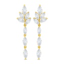 Sterling Silver 925 Earring Golden Plated Embedded With White Zircon