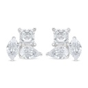 Sterling Silver 925 Earring Rhodium Plated Embedded With White Zircon