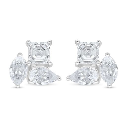 [EAR01WCZ00000C480] Sterling Silver 925 Earring Rhodium Plated Embedded With White Zircon