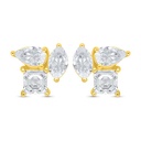 Sterling Silver 925 Earring Golden Plated Embedded With White Zircon