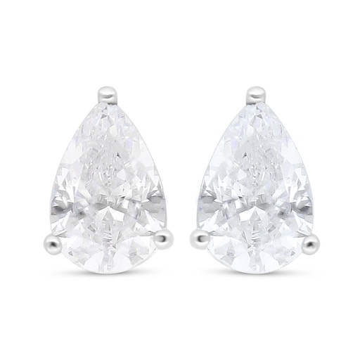 [EAR01WCZ00000C483] Sterling Silver 925 Earring Rhodium Plated Embedded With White Zircon