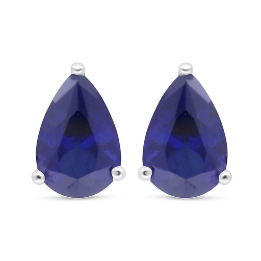 [EAR01SAP00000C483] Sterling Silver 925 Earring Rhodium Plated Embedded With Sapphire Corundum 