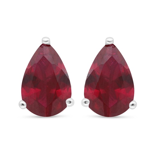 [EAR01RUB00000C483] Sterling Silver 925 Earring Rhodium Plated Embedded With Ruby Corundum 