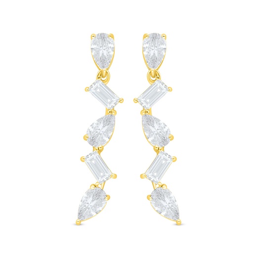 [EAR02WCZ00000C484] Sterling Silver 925 Earring Golden Plated Embedded With White Zircon