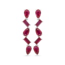 Sterling Silver 925 Earring Rhodium Plated Embedded With Ruby Corundum 