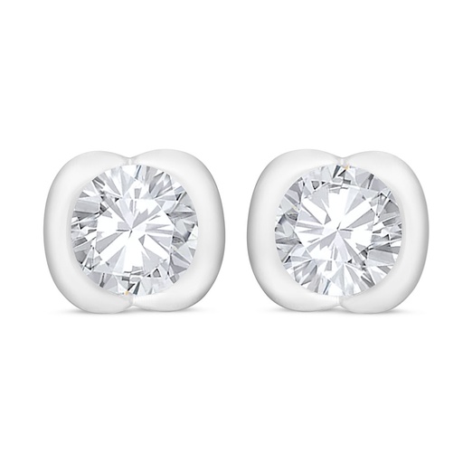 [EAR01WCZ00000C487] Sterling Silver 925 Earring Rhodium Plated Embedded With White Zircon