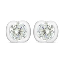 Sterling Silver 925 Earring Rhodium Plated Embedded With Yellow Diamond 