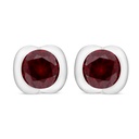 Sterling Silver 925 Earring Rhodium Plated Embedded With Ruby Corundum 