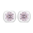 Sterling Silver 925 Earring Rhodium Plated Embedded With Pink Zircon 