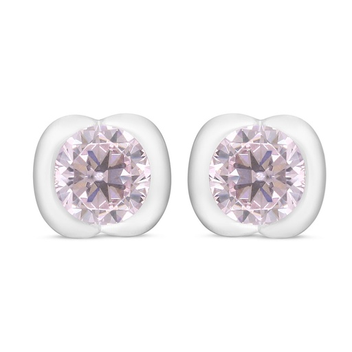 [EAR01PIK00000C487] Sterling Silver 925 Earring Rhodium Plated Embedded With Pink Zircon 