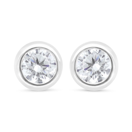 [EAR01WCZ00000C488] Sterling Silver 925 Earring Rhodium Plated Embedded With White Zircon 