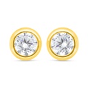 Sterling Silver 925 Earring Golden Plated Embedded With White Zircon