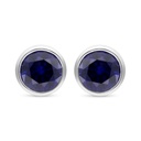 Sterling Silver 925 Earring Rhodium Plated Embedded With Sapphire Corundum 