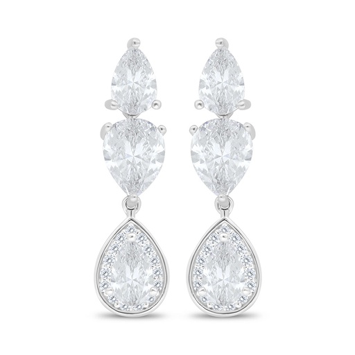 [EAR01WCZ00000C489] Sterling Silver 925 Earring Rhodium Plated Embedded With White Zircon 