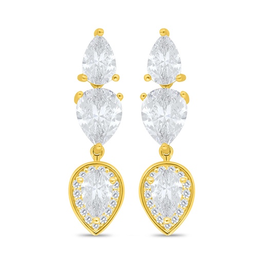 [EAR02WCZ00000C489] Sterling Silver 925 Earring Golden Plated Embedded With White Zircon