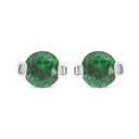 Sterling Silver 925 Earring Rhodium Plated Embedded With Emerald Zircon 