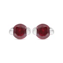 Sterling Silver 925 Earring Rhodium Plated Embedded With Ruby Corundum 