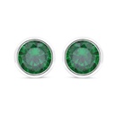 Sterling Silver 925 Earring Rhodium Plated Embedded With Emerald Zircon 