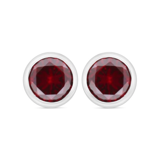 [EAR01RUB00000C492] Sterling Silver 925 Earring Rhodium Plated Embedded With Ruby Corundum 