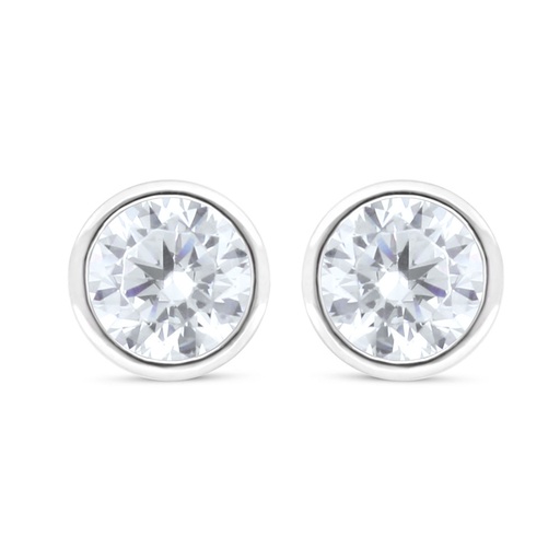 [EAR01WCZ00000C493] Sterling Silver 925 Earring Rhodium Plated Embedded With White Zircon