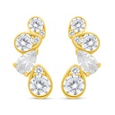 Sterling Silver 925 Earring Golden Plated Embedded With White Zircon