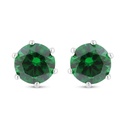 Sterling Silver 925 Earring Rhodium Plated Embedded With Emerald Zircon 