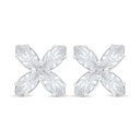 Sterling Silver 925 Earring Rhodium Plated Embedded With White Zircon