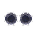 Sterling Silver 925 Earring Rhodium Plated Embedded With Sapphire Corundum 