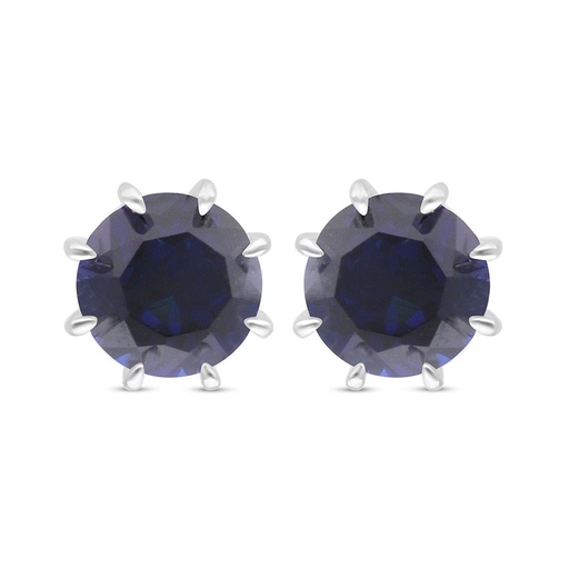 [EAR01SAP00000C499] Sterling Silver 925 Earring Rhodium Plated Embedded With Sapphire Corundum 