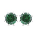 Sterling Silver 925 Earring Rhodium Plated Embedded With Emerald Zircon 